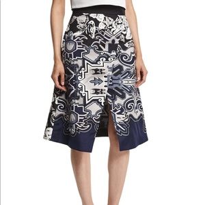Tibi Silk Multipattern Wrap Skirt Blue 6